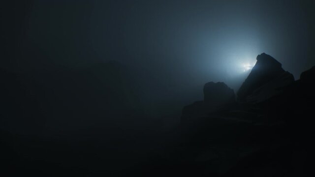 Submarine exploring the bottom of the ocean.