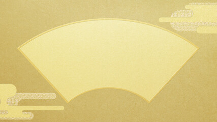 Golden Japanese style background with fan