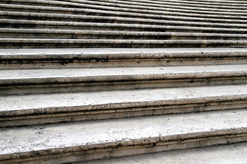 Detail of ancient stone stairs on the Piazza Di Spagna in Rome, Italy