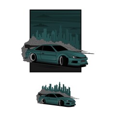 drift car and city