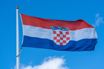 Flag of Croatia with blue sky.