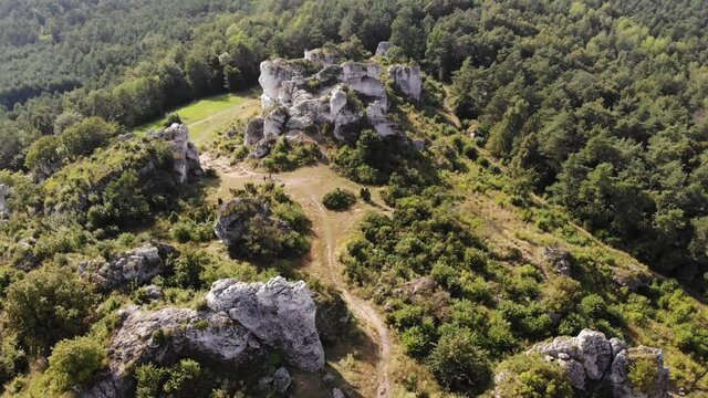 G&oacute;ra Zbor&oacute;w na Wyżynie Krakowsko-Częstochowskiej. Skałki doskonałe do nauki wspinaczki. Polska
