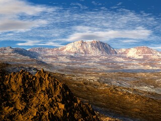 3d illustration of a blue sky landscape