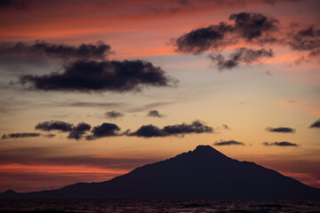 Sunset view of Rishiri Fuji in Hokkaido, Japan