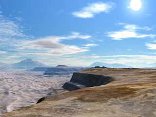 3d illustration of a blue sky landscape