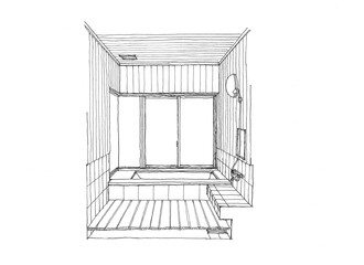 free-hand design perspective bath  フリーハンドの設計パース　浴室