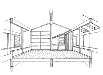 free-hand design perspective  フリーハンドの設計パース　寝室