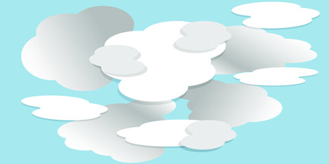 Gray and white clouds in the blue sky. Rain clouds. Background for fabric, wallpaper, bed linen. Vector illustration.