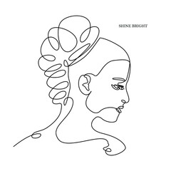 women line art, t shirt print design - vector