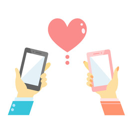 Smartphone man and woman dating app