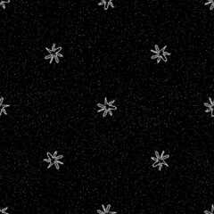 Hand Drawn white Snowflakes Christmas Seamless Pat