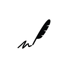 Writing with feather icon vector isolated on white
