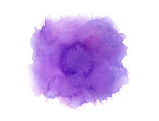 purple watercolor paint of brush on white paper.