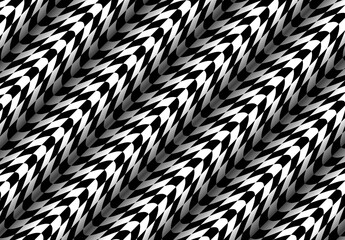 Abstract 3D Background black and white, distorted wavy checkered pattern, vector illustration