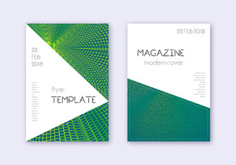 Triangle cover design template set. Green abstract