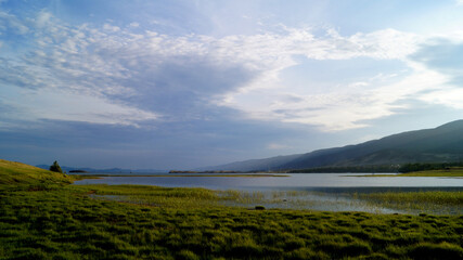 The sky in the clouds over the Lake Baikal