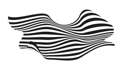 Black and white curved line stripe. Wave abstract background. Stripe optical abstract design.