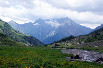 Caucasus mountains biosphere reserve crosssing
