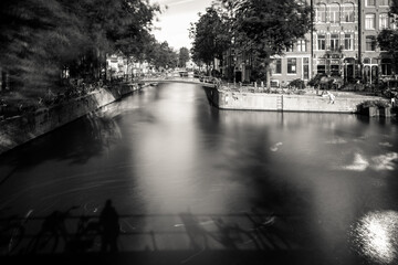 Amsterdam, Holland, the Netherlands - July 6 2020: capture of the typical Amsterdam scenery in...