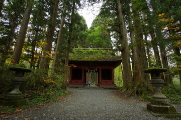 Fototapeta na wymiar Japanese religious architecture in Togakushi, Nagano, Japan