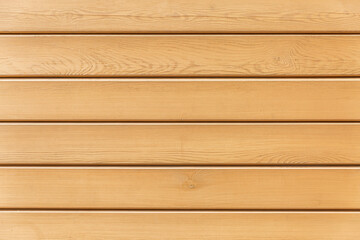 Fototapeta premium The wall is made of natural beige wooden planks. Space for text. Background.