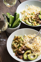 delicious dinner - pasta with white wine