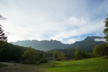 Fototapeta na wymiar Beautiful natural landscape in countryside of Japan between summer and Autumn