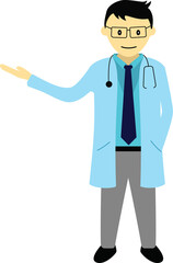 doctor, illustration, man, icon, flat design, doctor icon, directive, symbol, character, vector, medical, health