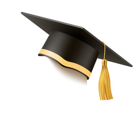 Vector realistic mortar board hat education hat