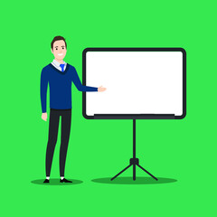 Man teaching on a white board isolated vector character