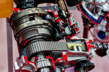 Close-up of transfer case cross section