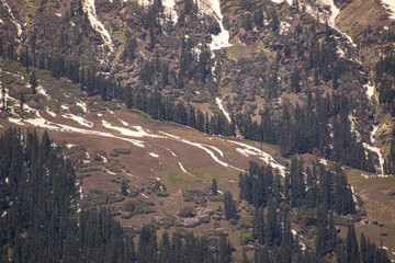 Beautiful View of Himalayas mountains peak from kheerganga,himachal pradesh