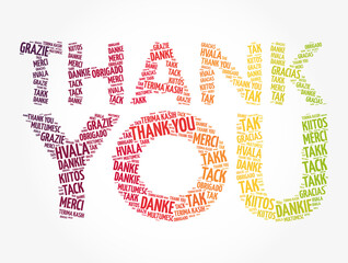 Thank You word cloud in different languages, concept background