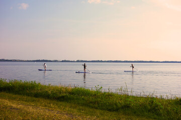Summer sports activity on a paddleboard