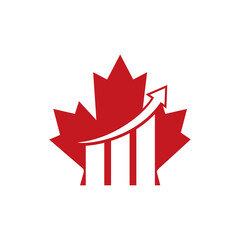 Canada business vector logo design. Maple leaf and finance chart icon logo.
