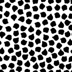 Vector cherry flowers and petals black and white seamless pattern