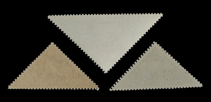 Blank old postage stamp isolated on black background, with clipping path