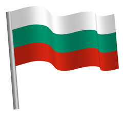 Bulgarian flag waving on a pole