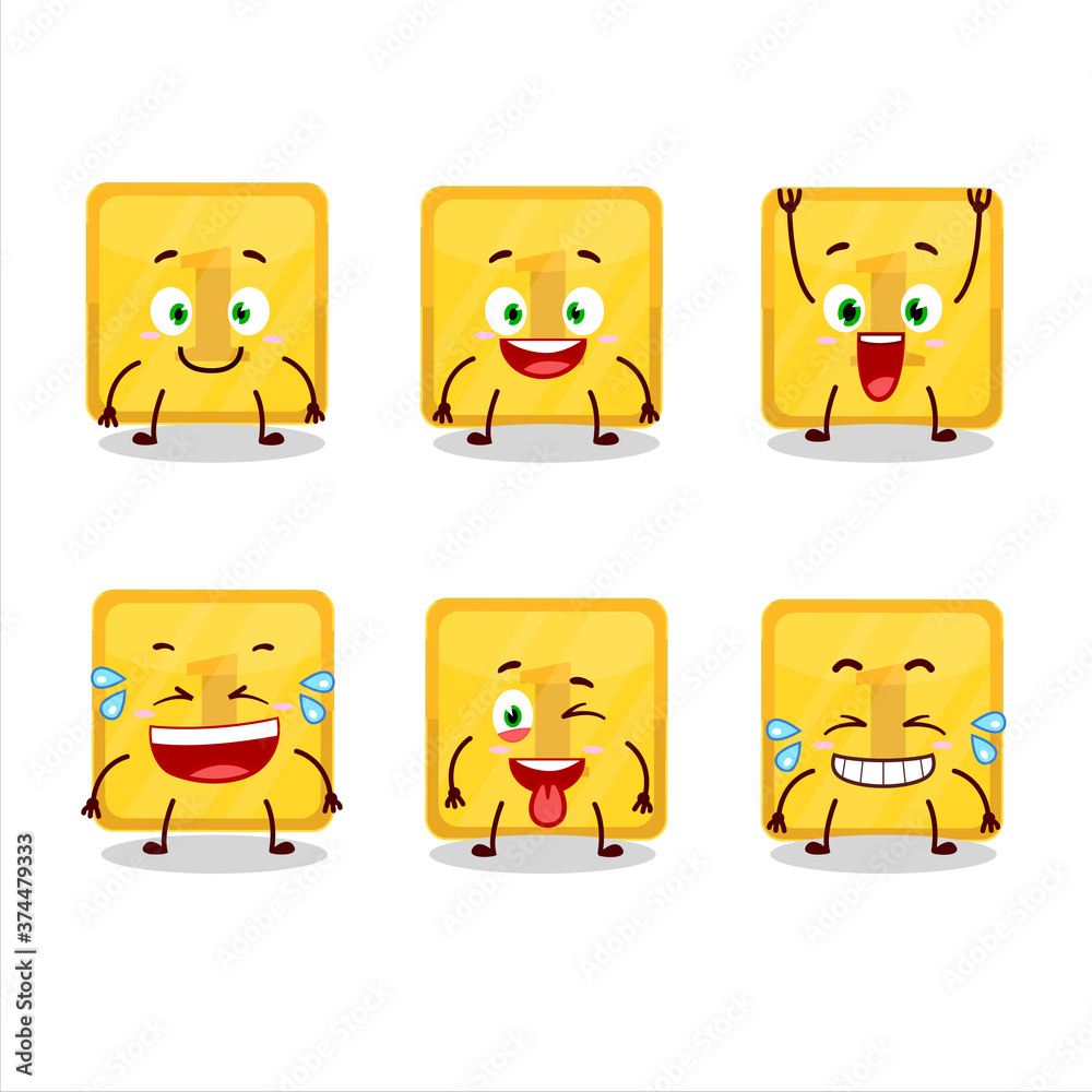 Poster Cartoon character of gold first button with smile expression