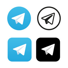 Aircraft Blue Button Icon Vector. Telegram icon.
