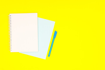 Back to school stationery on yellow background 