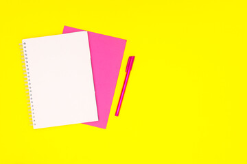 Back to school stationery on yellow background 