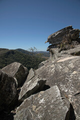 Fototapeta na wymiar Stone Hills and Blue Sky in the Park in Brazil