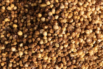 Roasted Chickpeas in Indian Village Fair For Selling with Selective Focus on Top
