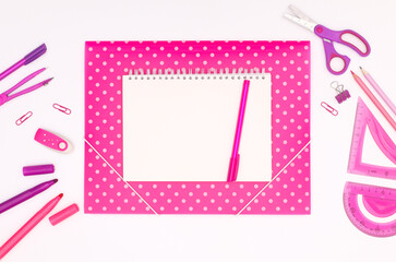 Back to school stationery on white theme