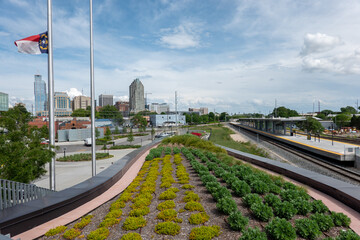 View on downtown Raleigh NC with the new union station. 