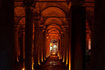 The Basilica Cistern - underground water reservoir build by Emperor Justinianus in 6th century,