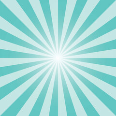 Blue sunburst recto backdrop. Rectangular background. Strips vector illustration. Turquoise blue sunbeam background design for various purposes.