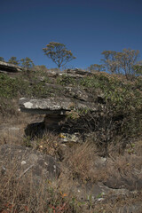 Fototapeta na wymiar Stone Hills and Blue Sky in the Park in Brazil