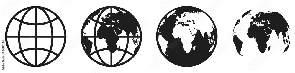 Wall mural globe flat icons. vector symbol of earth. planet icon